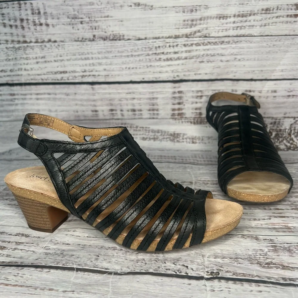 Josef Seibel Ruth‎ 03 Sling Back Sandal Heels Leather Open Toe Strappy 39